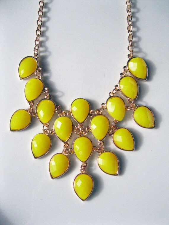 Yellow Statement NecklaceBib necklace Yellow by DAZZLEDbyJEN