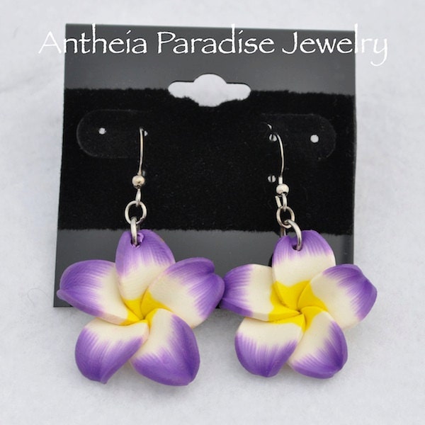 Hawaiian Jewelry Polymer Clay Plumeria 25mm Flower Dangle