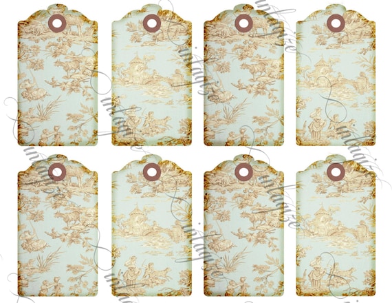 Items similar to Printable Gift Tags Shabby Blue Holiday Vintage French ...