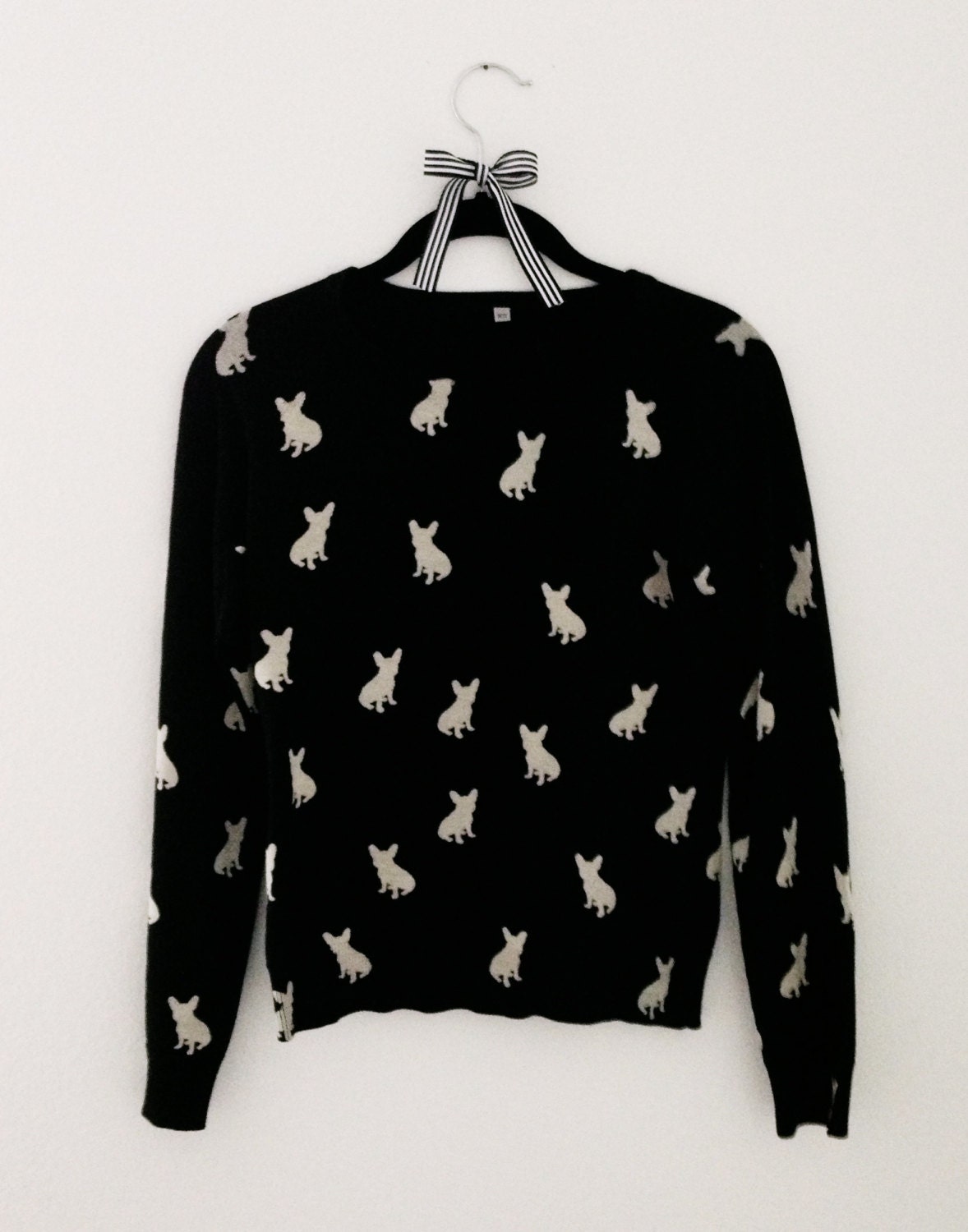 French Bulldog Sweater Black with White Frenchies by pipolli