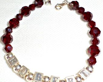 Mothers Bracelet with Birthstone, Personalized Baby Name Bracelet