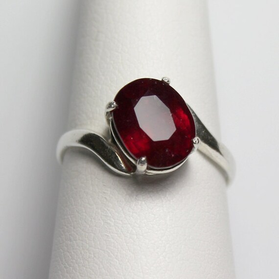 Genuine Ruby Sterling Silver Ring / Natural Ruby Ring