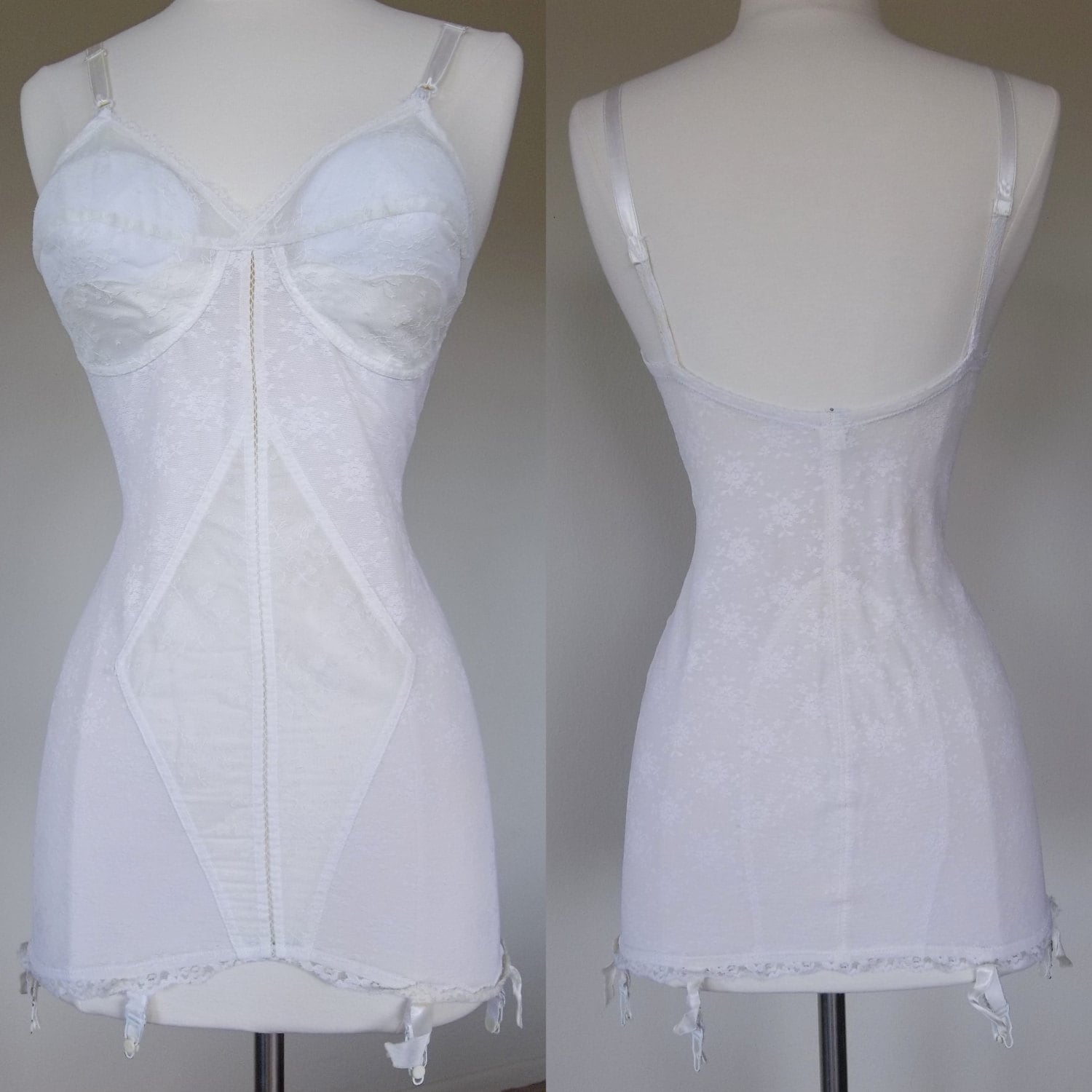 Vintage 1960's white lace girdle corselette by DottieMaeVintage