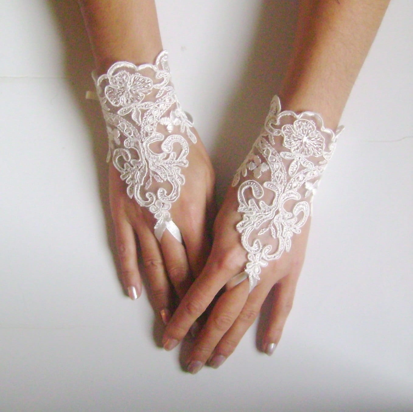 Ivory Wedding Gloves Bridal Gloves Lace Gloves Fingerless 6932