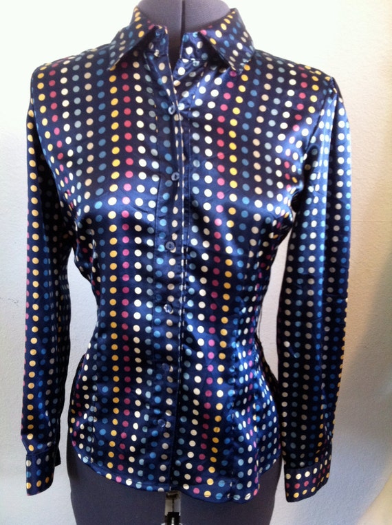 vintage navy blue polka dot blouse sleeve vintage navy blue polka dot blouse sleeve
