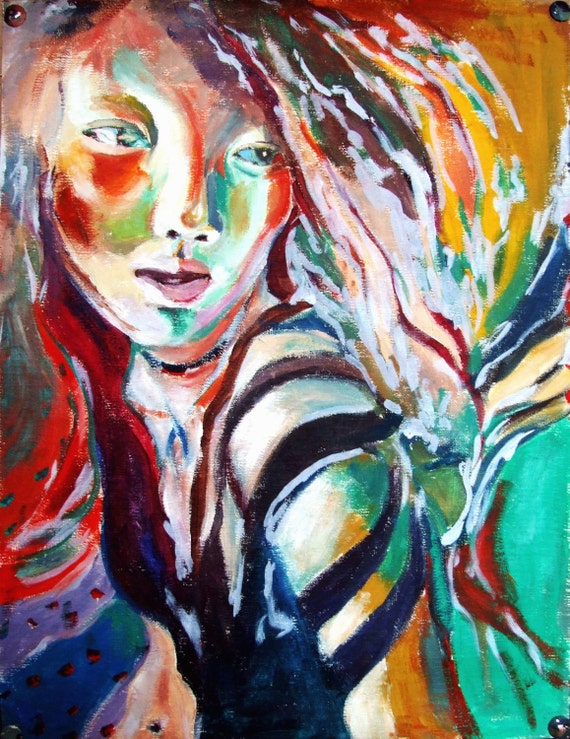 Items Similar To Oil Painting Decoration A Portrait Of A Girl Abstract 