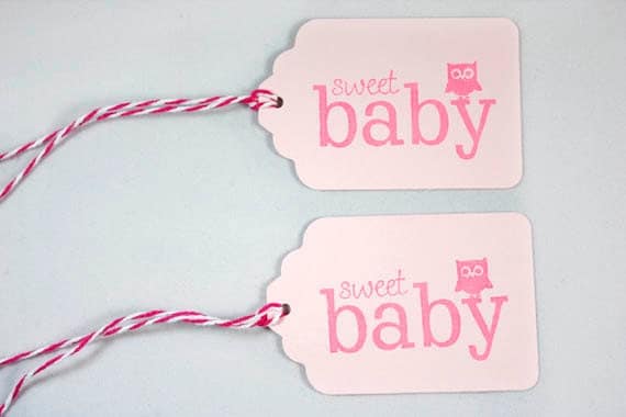 10 Pink Baby Shower Tags Sweet Baby Owl Gift Tags Pink Baby