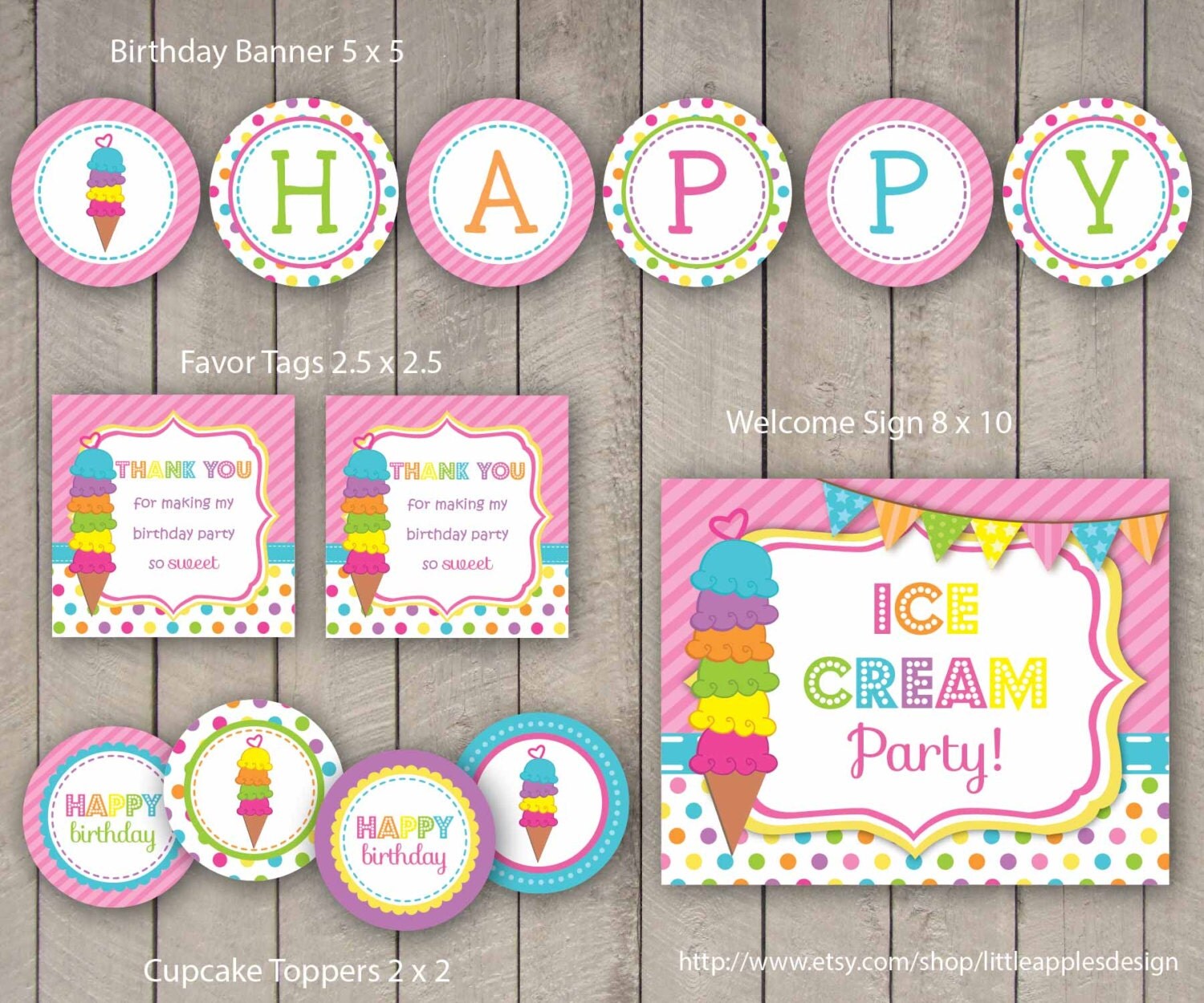Ice Cream Party Package / Ice Cream Birthday Pack / by DreamyDuck