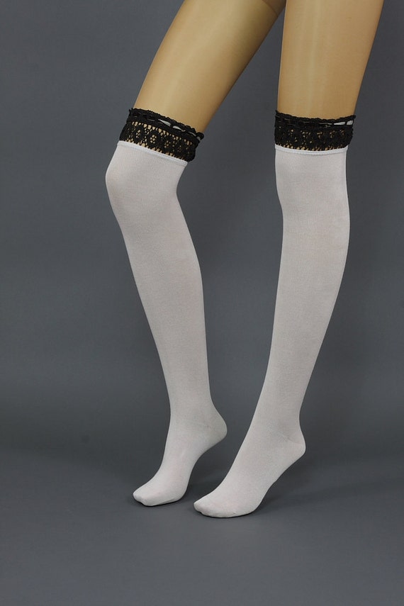 Thigh high Crochet lace lacing ruffle sock by DayfitFashion