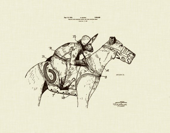 Victorian Monkey Racing Greyhound Harness Blueprint 8x10 Patent Print