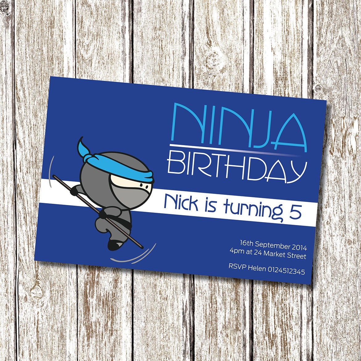 Ninja Birthday Invitation Printable and Personalised