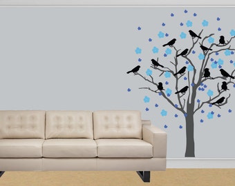 Living Room Decals vinyl decal blowing in the wind flower tree branch wall decal Living Room Decals vinyl decal blowing in the wind flower tree branch wall decal