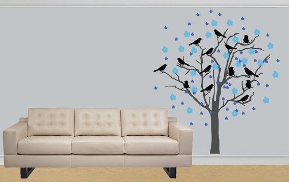 Vinyl tree decal Modern room decal Tree wall by DIYVinylDesigns