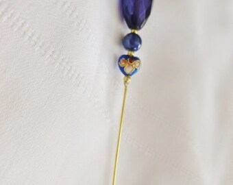 FIBULA, brooch, pin - Perle Olive Sapphire Crystal - customize your clothes - Fibdor138