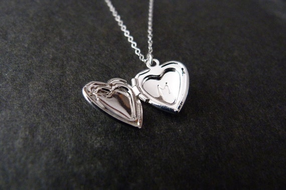 Personalized Heart Locket Necklace with Initial Inside by NKDNA