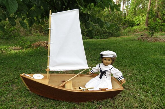 DOLL BOAT Handcrafted Wood Skiff Sailboat for by ...