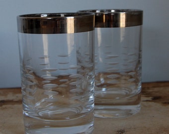 Mad Men Era Silver Tipped Etched Glass Votive -1950s