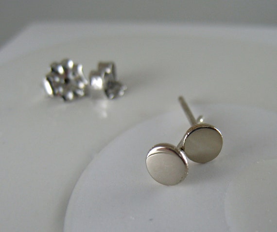 Tiny 3mm Solid 14k White Gold Stud Earrings Small Gold Studs