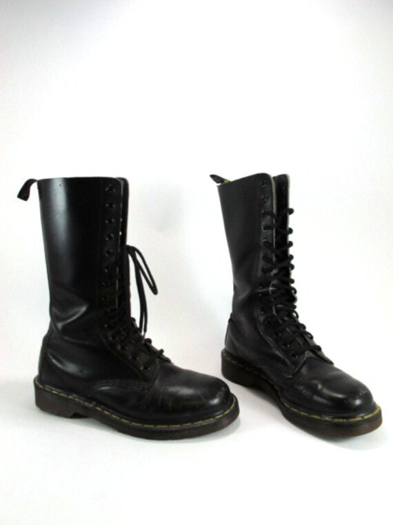 90s Black Doc Martens 14 Eye Boot Ladies Size 7 by Kokorokoko