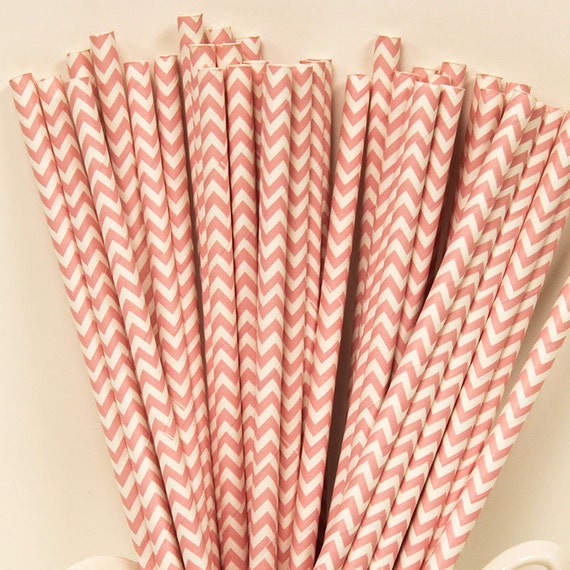 Paper Straws, 25 Pink Rose Chevron Straws with Diy Flags, Pink Paper Straws, Chevron Straws, Drinking Straw, Party Supplies, Baby Shower Il_570xn