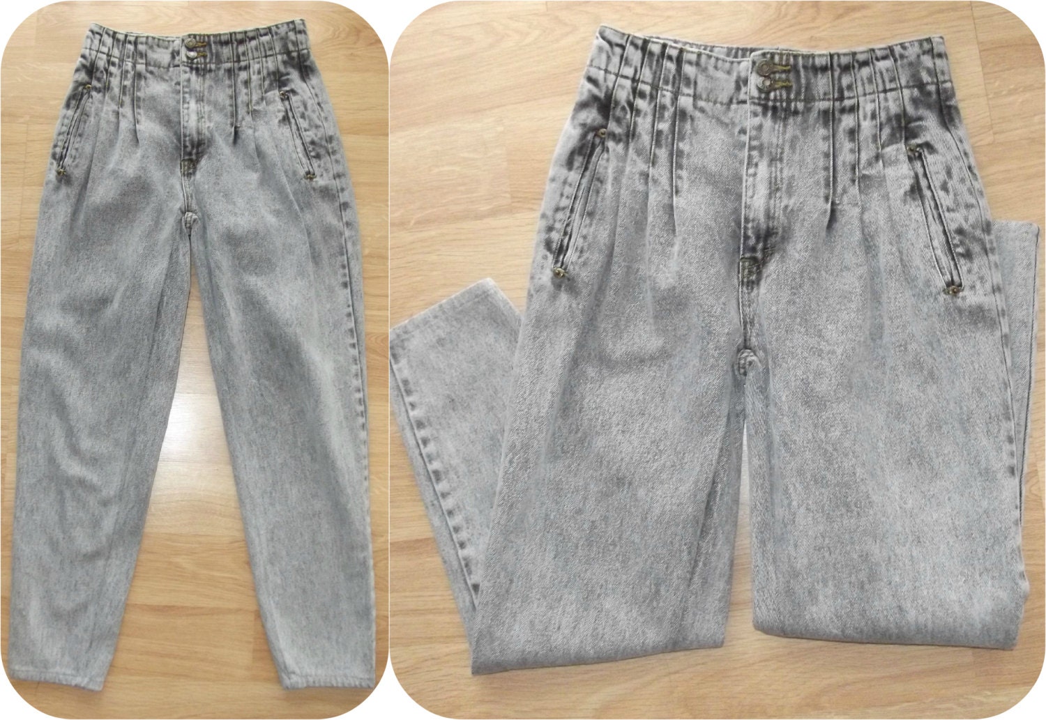 Vintage 80s High Waist Dark Gray Stonewashed Jeans Filippo