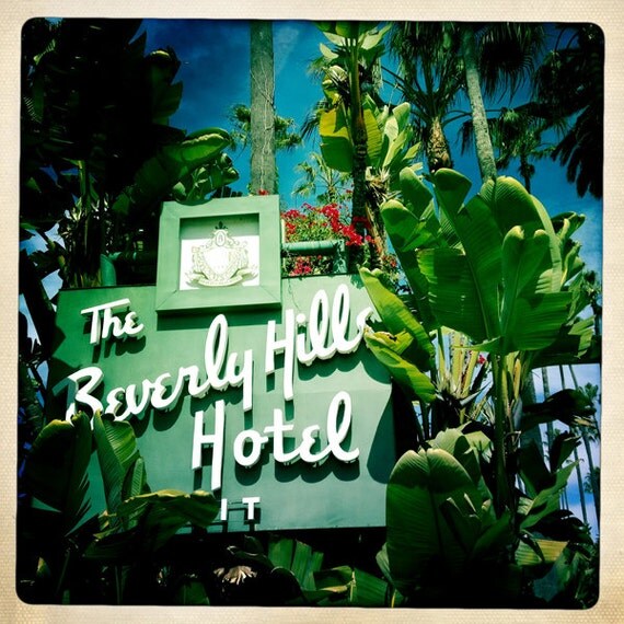 Beverly Hills Hotel Sign Mid Century Modern Home Decor Art