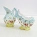 Antique Porcelain Sugar Bowl Creamer Art Deco Porcelain Blue Yellow Pitcher Cream and Sugar Set Egg Shaped Tea Accessories