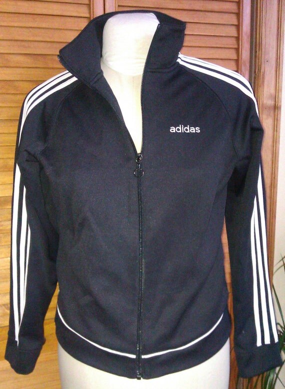 black adidas jacket with white stripes