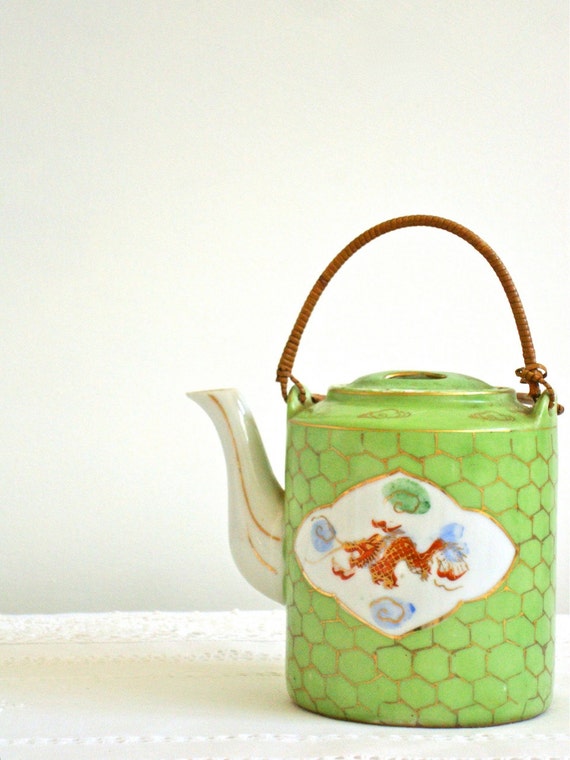 vintage asian teapot hand painted made in japan on by athenastudio
