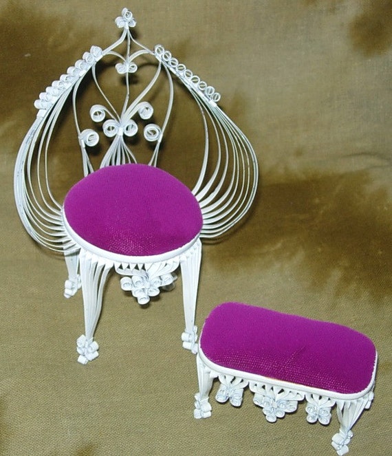 Vintage Tin Can ChairOttoman Pin Cushion Set by PleaseRingBell