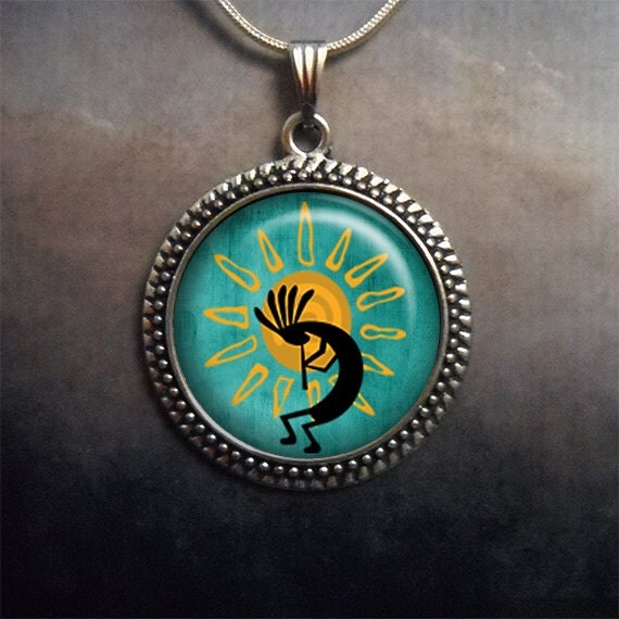 Kokopelli Sun Dance pendant Kokopelli jewelry by MoonGardenDesigns
