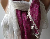 Shabby Chic Romantic Scarf - Elegant scarf - feminine Scarf... fuchsia