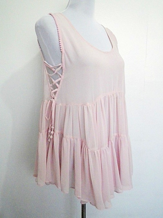 vintage sheer pale pink gypsy tent dress or jumper 1990s