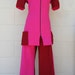 1960s Mod Pantsuit Two-Tone Retro Modern Bell Bottoms and Tunic Vintage Medium