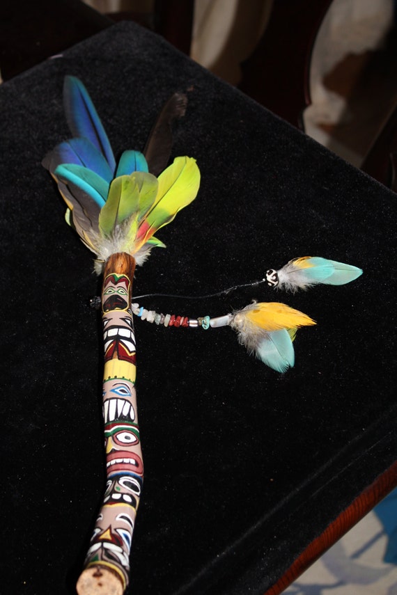 Native American Talking Stick with Pacific S. West Totem