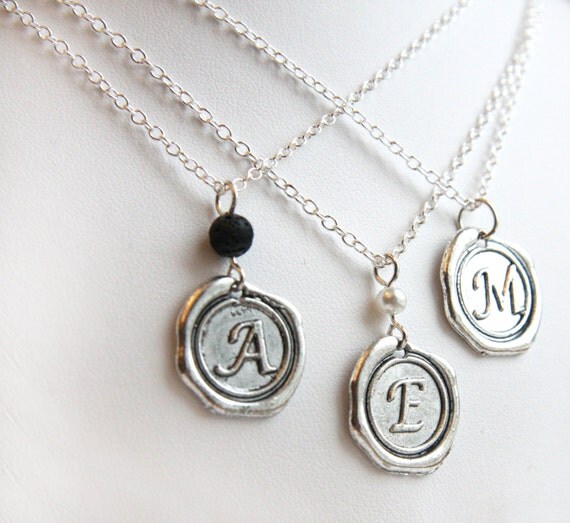 Silver Initial Disc Necklace boyfriend gift Personalized Disk