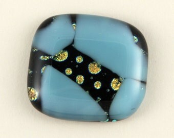 Blue, Black, and Gold Dichroic Cabochon - 28mm X 30mm