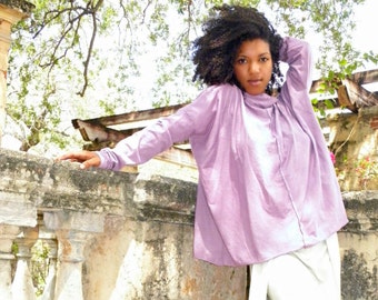 Hemp shirt, Long Sleeve Berkeley Cowled Top, Light organic Hemp/cotton jersey knit, Made to order-organic hemp clothing