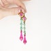 Bright Patina Earrings - verdigris and hot pink