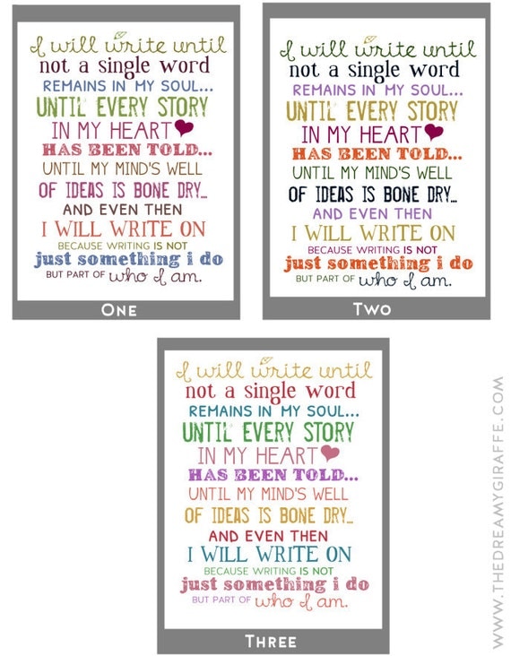 I Will Write Typography Print Motivational by thedreamygiraffe