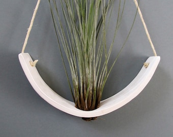 Hanging Air Plant Cradle (tm) - Natural White Earthenware Planter Vase