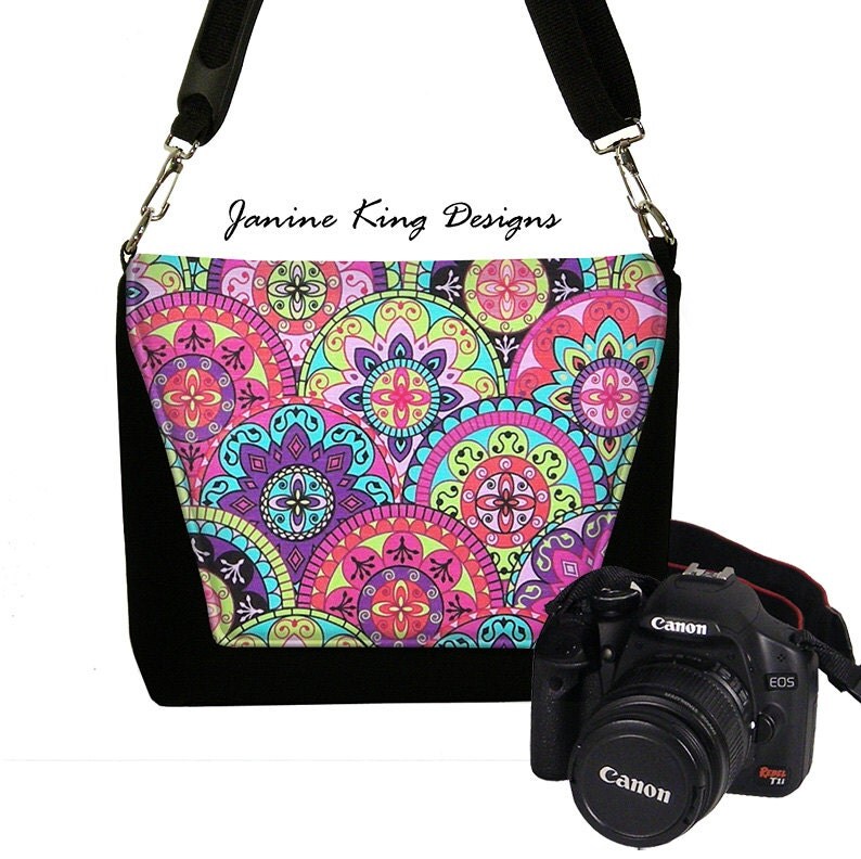 Boho Paisley Slr Camera Bag Pink Purple Cute Padded DSLR