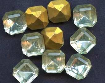 LARGE OCTAGON RHINESTONES Lot of (72) Vintage Clear Crystal Glass Square 12 mm x 12 mm Gold Foil Back jc oct12 mORE AVAlLABLE