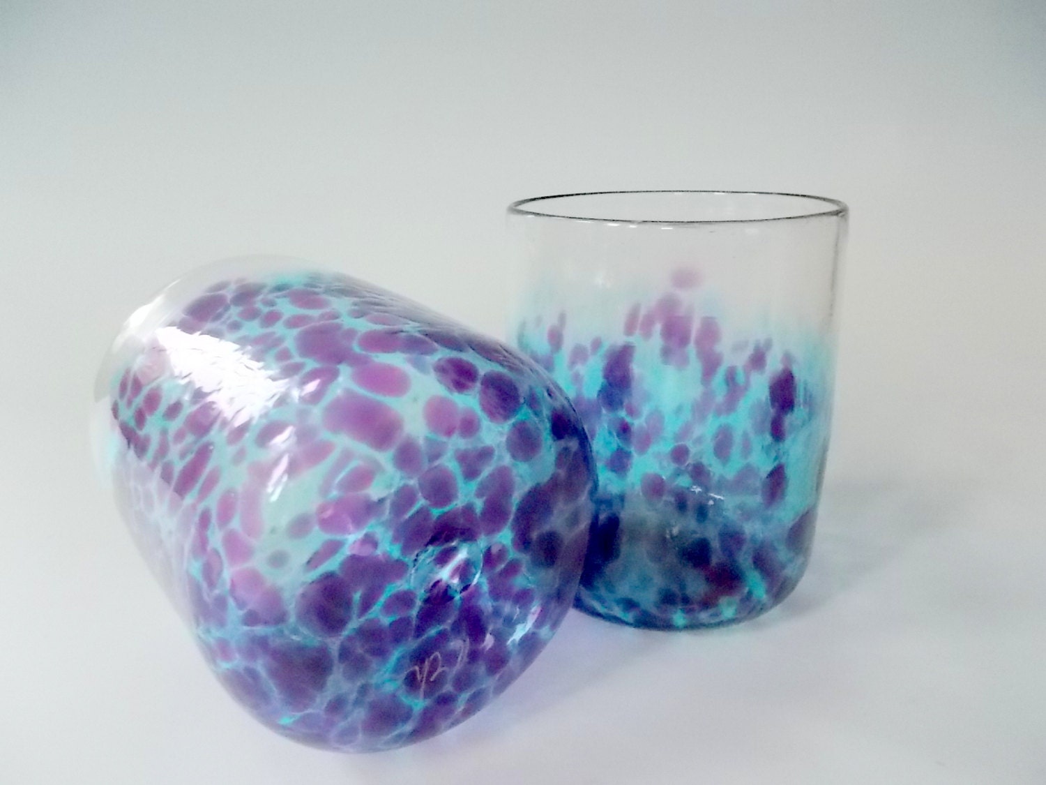 Hand Blown Art Glass Low Ball Drinking By Providenceartglass 