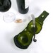 Green Wine Bottle Double Dipper Snack Bowl with Dichroic Glass and Spreader - Recycled Eco-Friendly