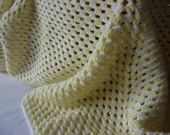 BABY BLANKET/AFGHAN/Crochet Lemon Meringue Baby Afghan-Crochet Receiving Blanket-Baby Shower Gift-Ready to Ship