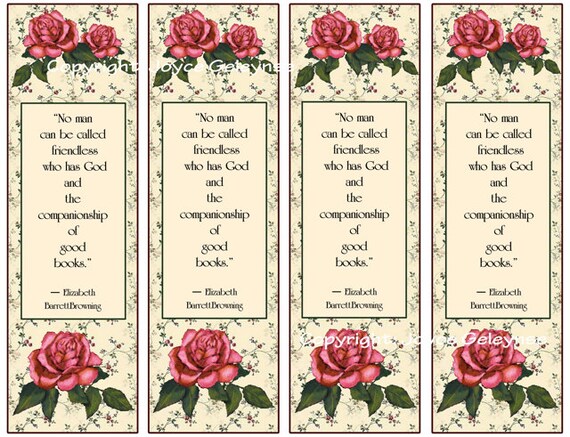 items similar to printable bookmarks roses vintage look quote from