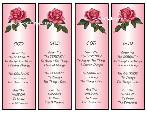 serenity prayer printable bookmarks