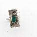 Raw gemstone ring, genuine emerald ring, statement ring, green stone ring, silver ring size 7 and a half, rough gemstone,