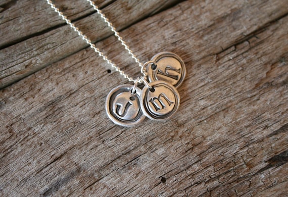 Rustic Silver Necklace Collection -  (1) Mini Monogram, silver jewelry, silver necklace, handmade jewelry, personalized jewelry